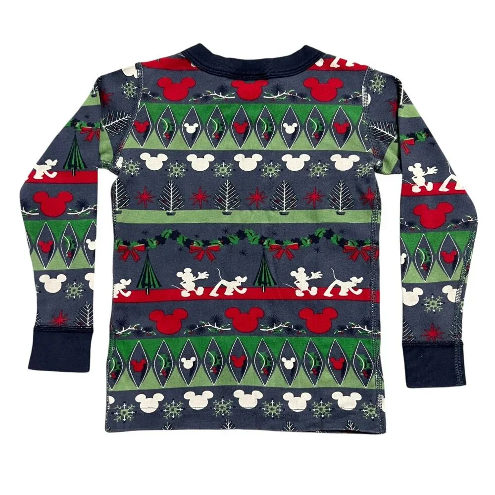 Hanna Andersson + Disney Sz 100 (4Y) Mickey Mouse Fair Isle Christmas Pajamas